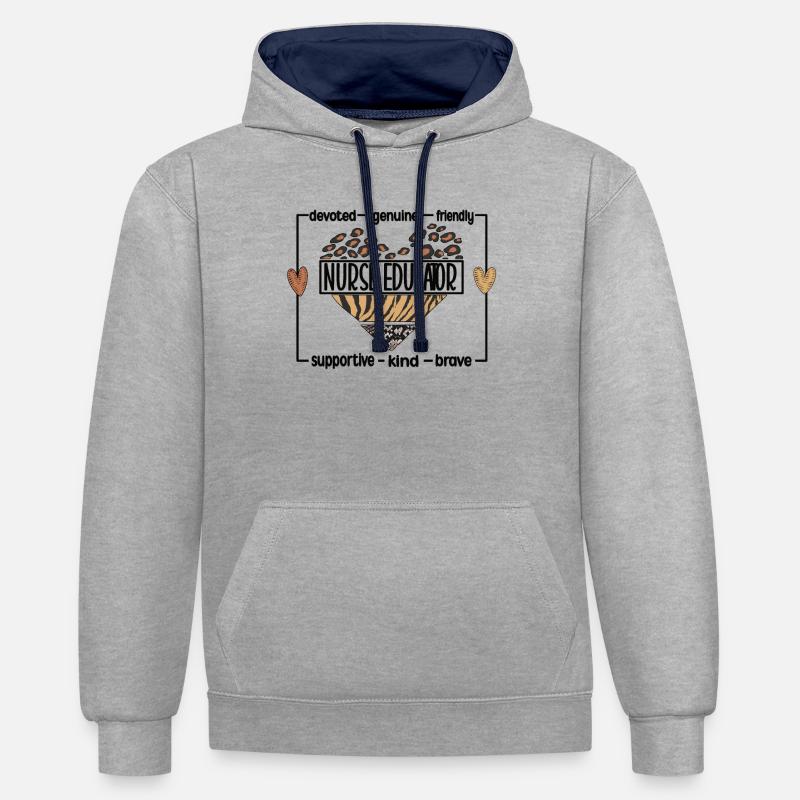 Formatrice Infirmière Infirmière Enseignante - Sweat à capuche contrasté - gris chiné/bleu marine