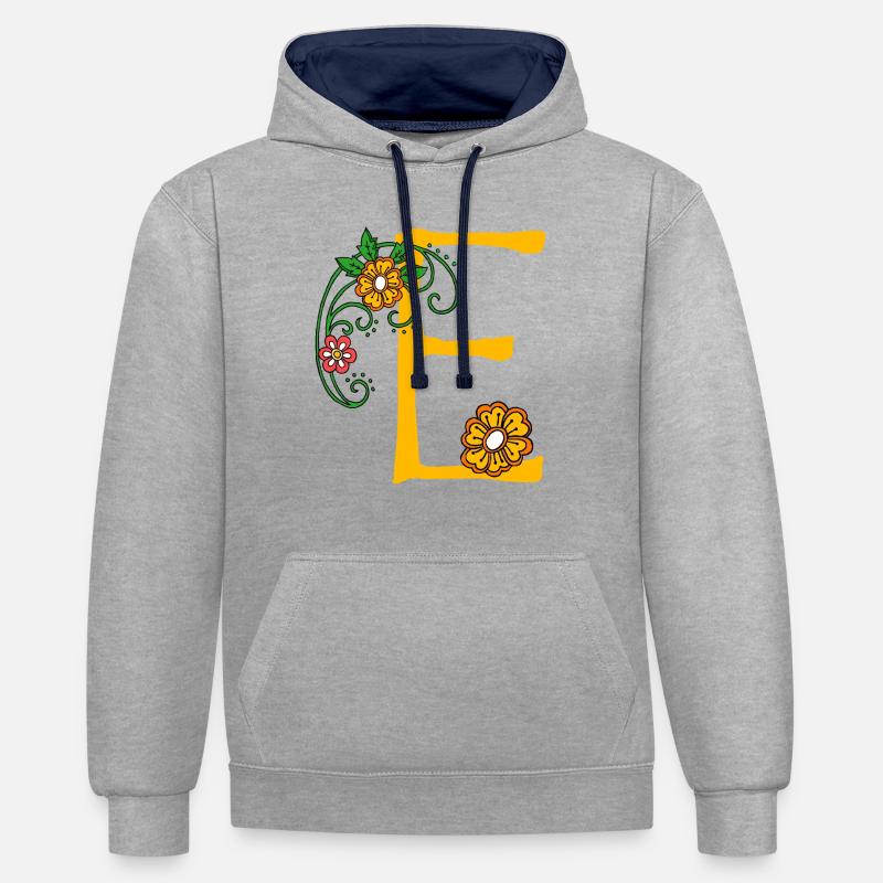 Fleur 30 E - Sweat à capuche contrasté - gris chiné/bleu marine