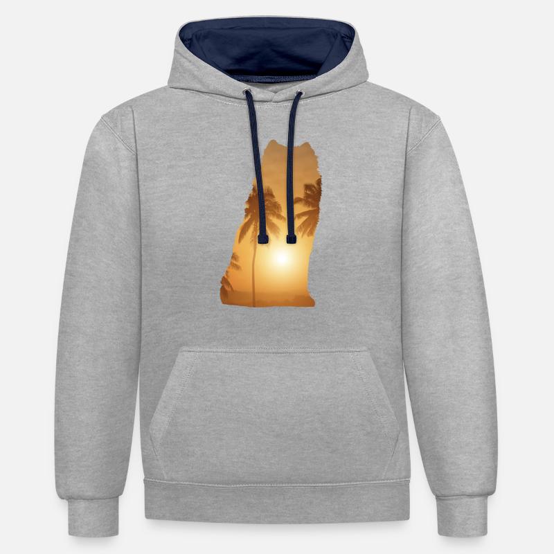 Plage d’été - Samoyed - Sweat à capuche contrasté - gris chiné/bleu marine