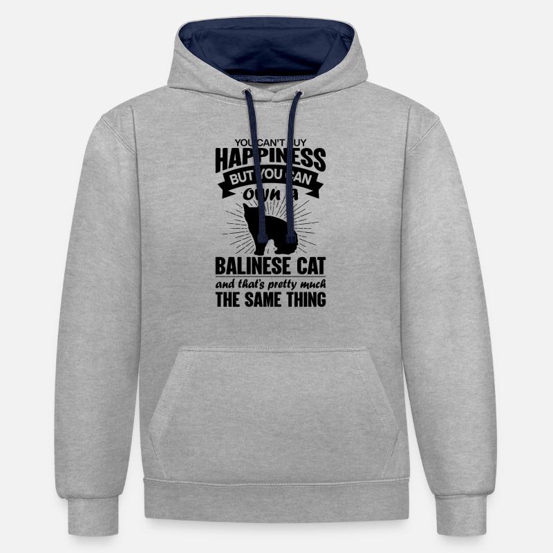 Peut acheter un chat balinais - Sweat à capuche contrasté - gris chiné/bleu marine