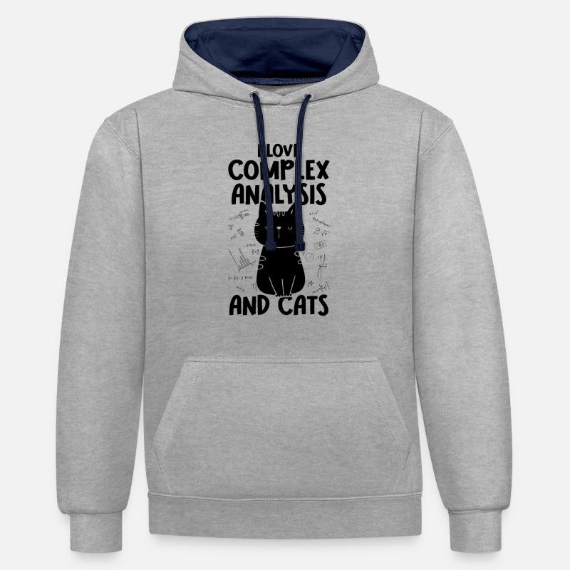 I Love Cats - Analyse complexe - Sweat à capuche contrasté - gris chiné/bleu marine