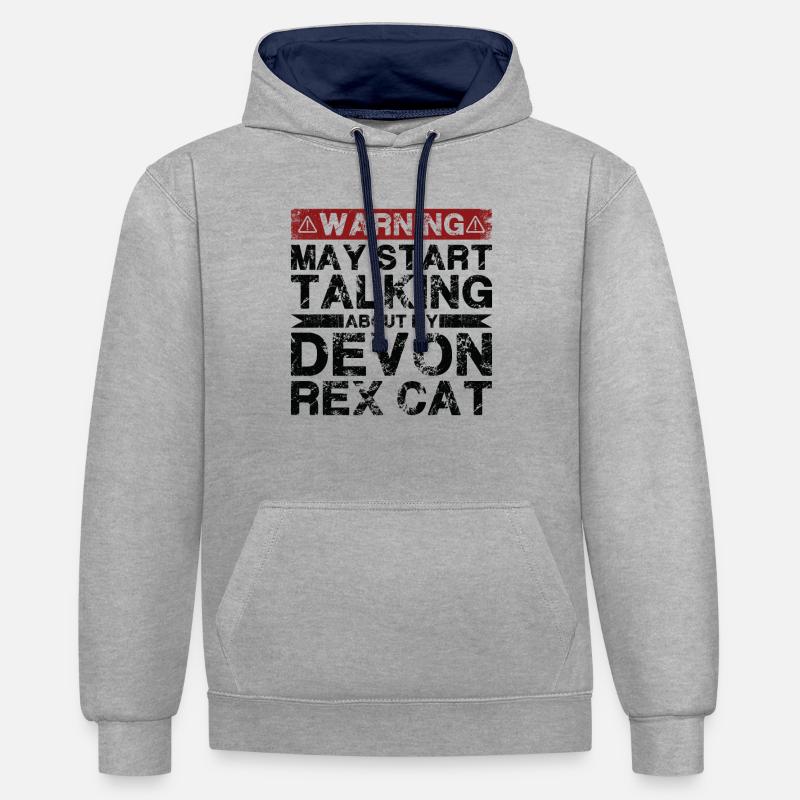 Apropos Devon Rex Cat - Kontrast-Hoodie - Grau meliert/Navy