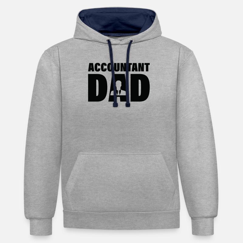 Emploi - Comptable Papa - Sweat à capuche contrasté - gris chiné/bleu marine