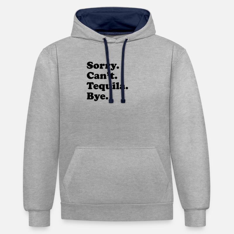 Sorry Can’t Bye - Tequila - Sweat à capuche contrasté - gris chiné/bleu marine