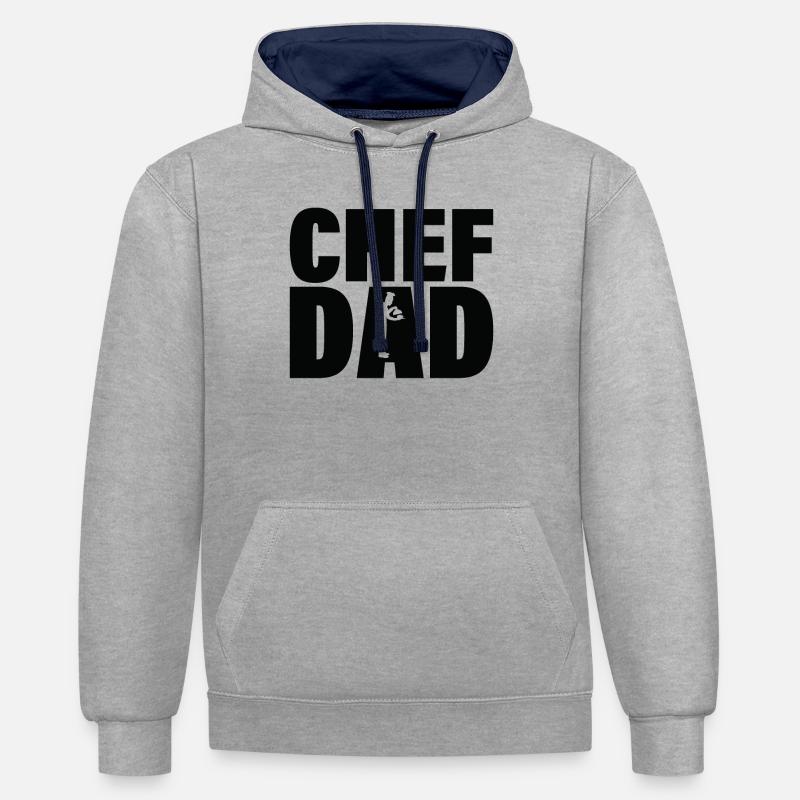 Emploi - Chefvater - Sweat à capuche contrasté - gris chiné/bleu marine