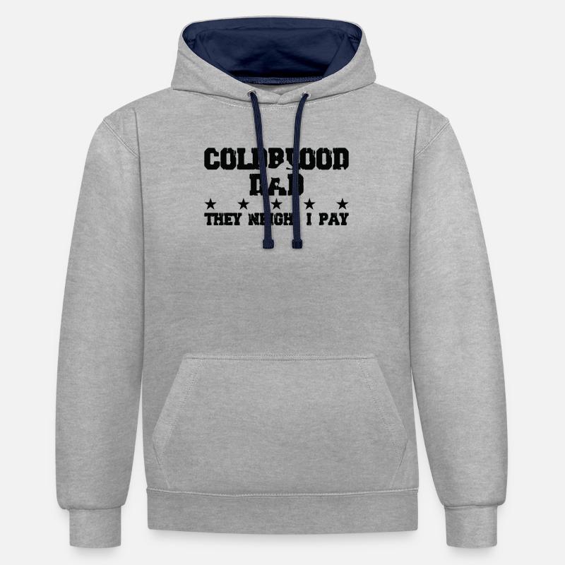 Le père du cheval - Coldblut - Sweat à capuche contrasté - gris chiné/bleu marine