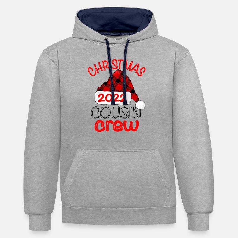 Équipage du cousin de Noël - Sweat à capuche contrasté - gris chiné/bleu marine