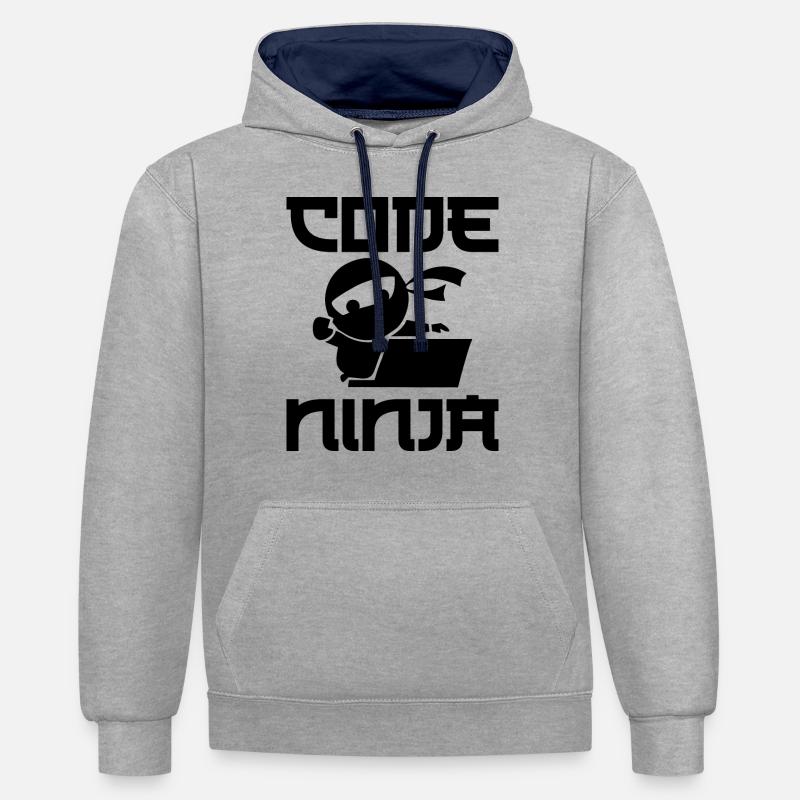 Programmation - Sweat à capuche contrasté - gris chiné/bleu marine