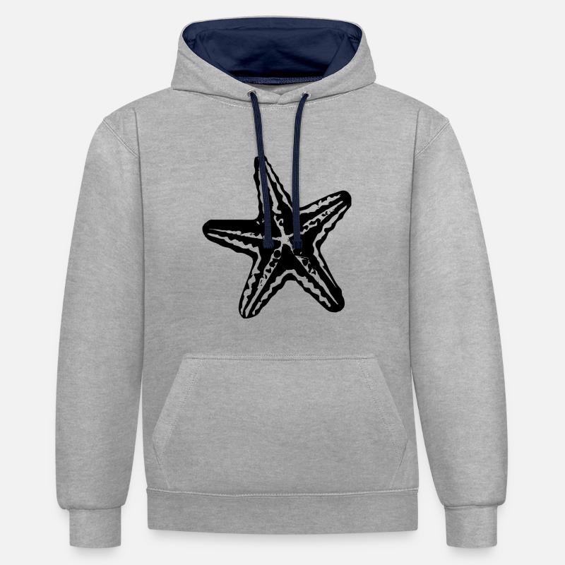 Étoile de mer - Sweat à capuche contrasté - gris chiné/bleu marine
