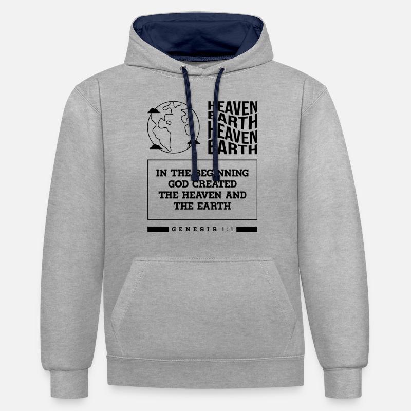Gottes Schöpfung, Bibelstudium, Vers, Glaube, - Kontrast-Hoodie - Grau meliert/Navy