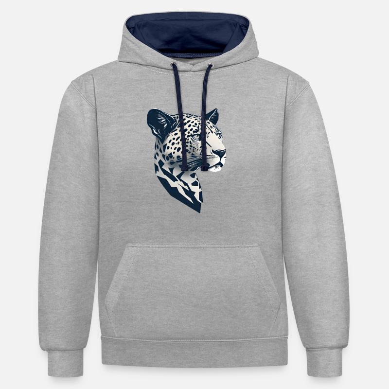 Conception simple Lephard Head - Sweat à capuche contrasté - gris chiné/bleu marine