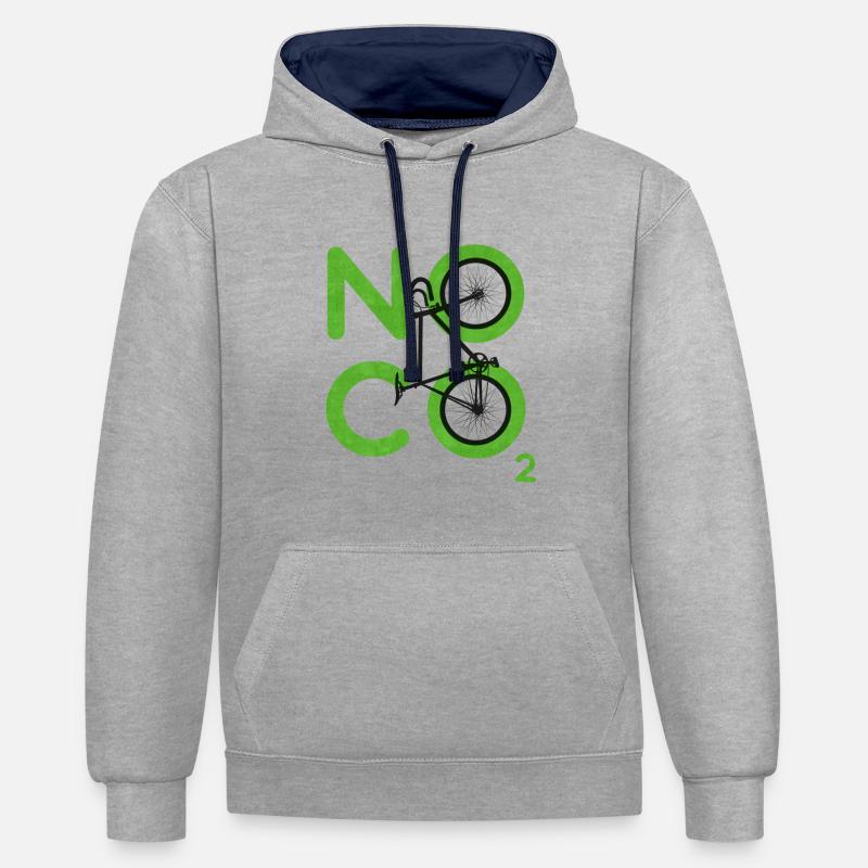 Pas de CO2 - Sweat à capuche contrasté - gris chiné/bleu marine