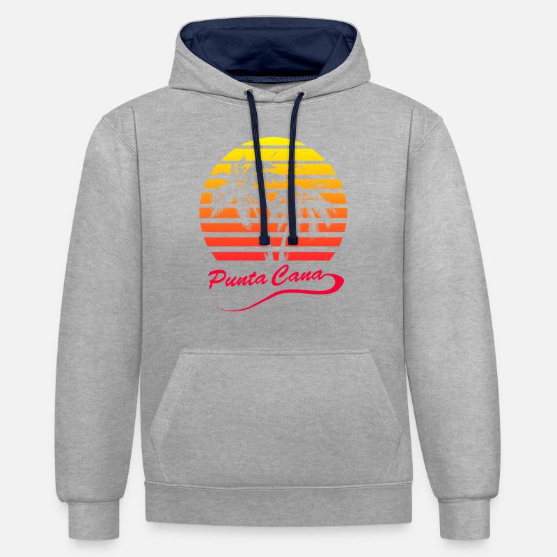 Punta Cana - Sweat à capuche contrasté - gris chiné/bleu marine