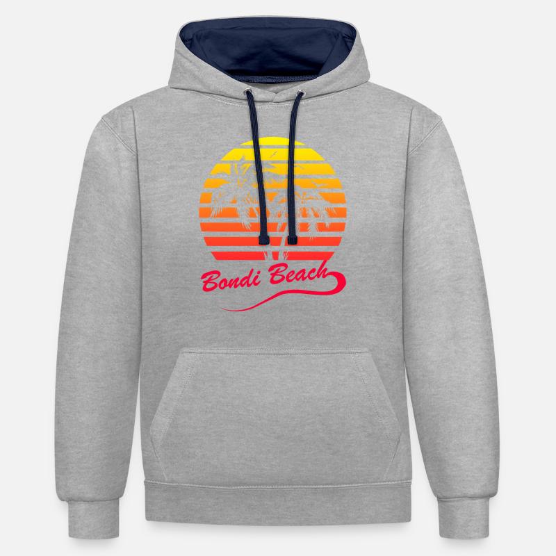 Bondi Beach - Sweat à capuche contrasté - gris chiné/bleu marine
