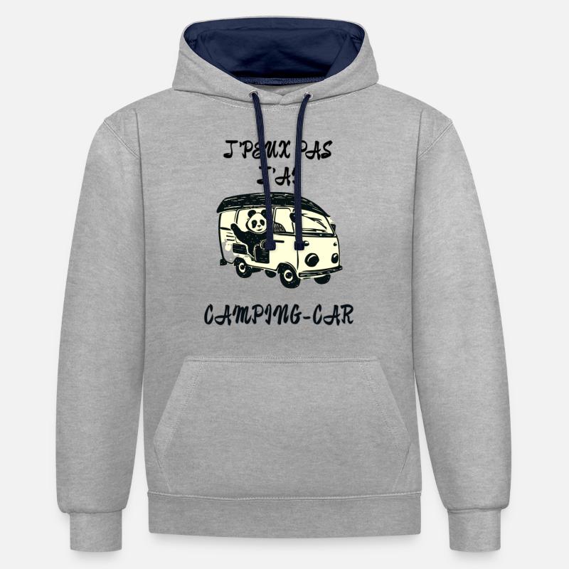 J'peux pas j'ai Camping-car - Sweat à capuche contrasté - gris chiné/bleu marine