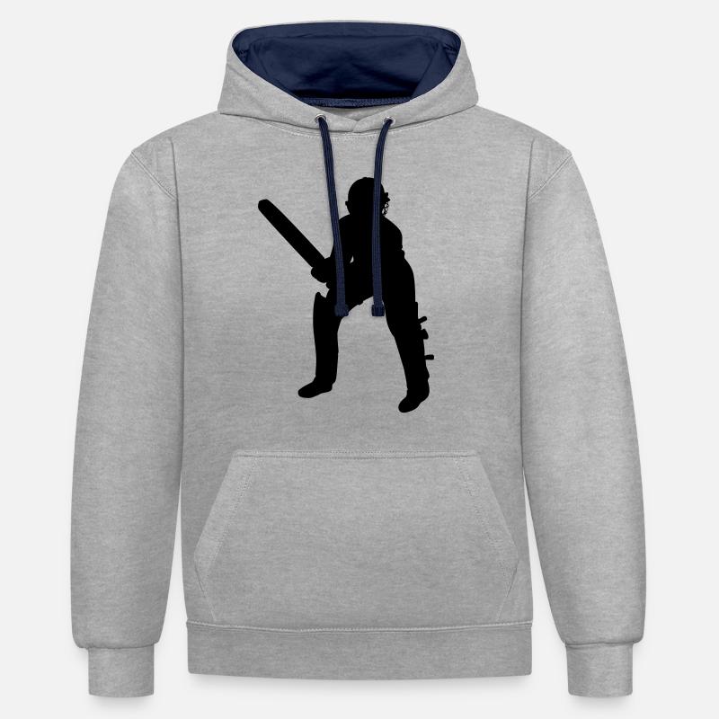 Batteur de cricket Noir - Sweat à capuche contrasté - gris chiné/bleu marine