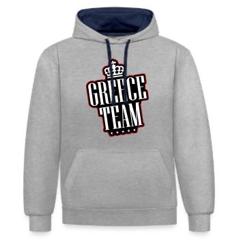 Greece Team - Contrast hoodie - heather grey/navy - Front - Liana (172cm) & Jaron (178cm)