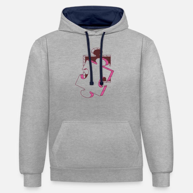 COMPLET - Sweat à capuche contrasté - gris chiné/bleu marine