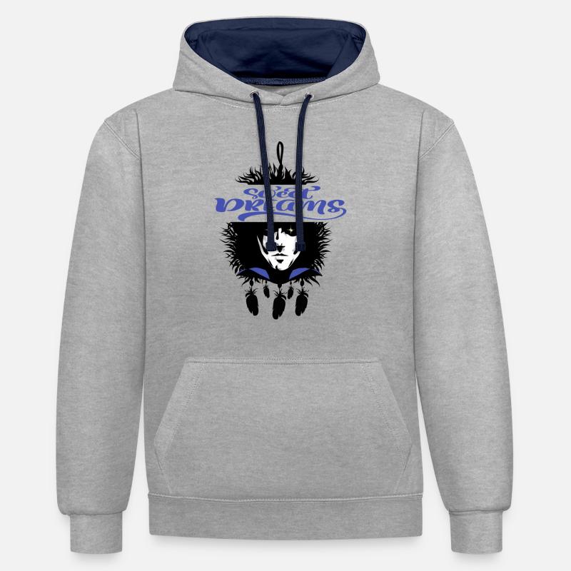 Attrape-rêves - Roche - Vélo - Sweat à capuche contrasté - gris chiné/bleu marine