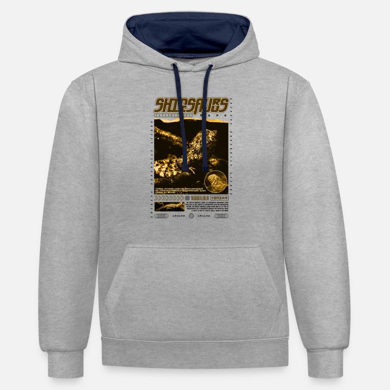 Chinesisches Krokodil Eidechse Shinisaurus Crocodilurus - Kontrast-Hoodie - Grau meliert/Navy