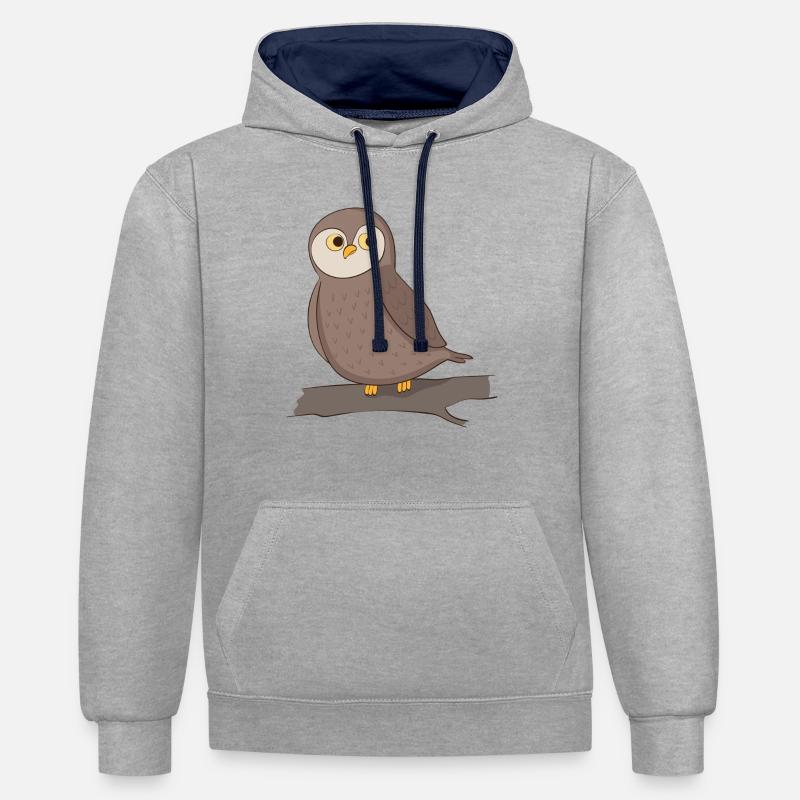 Hibou - Sweat à capuche contrasté - gris chiné/bleu marine