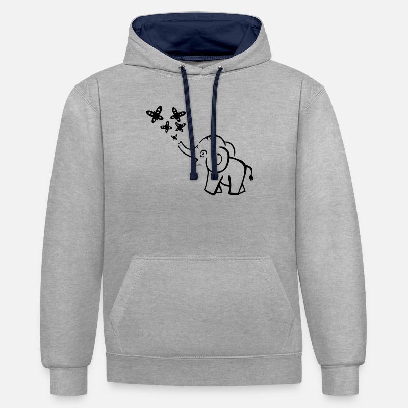 elephant - Sweat à capuche contrasté - gris chiné/bleu marine