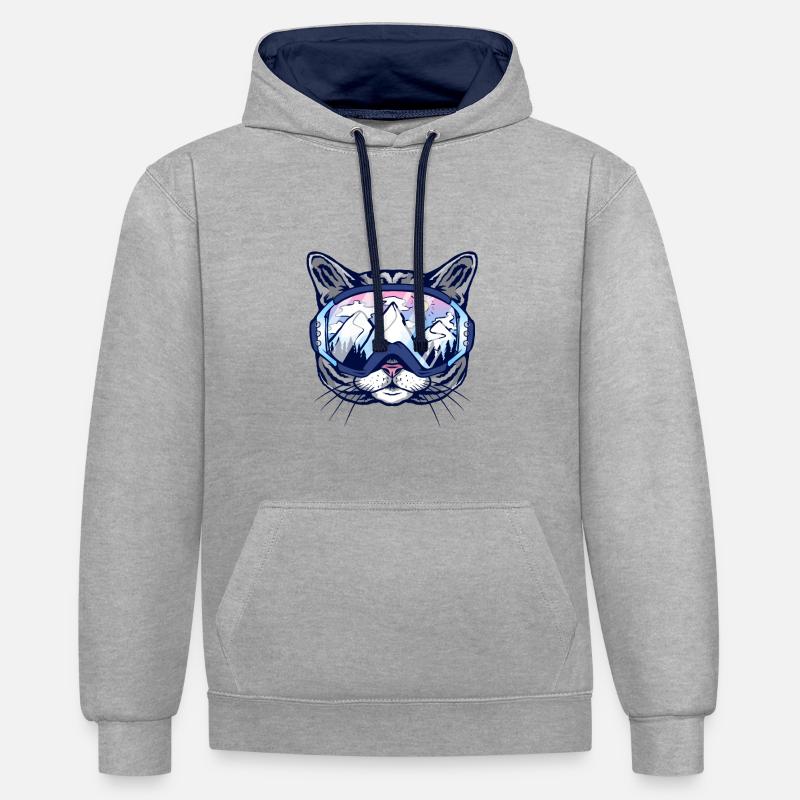 Lunettes de ski Cat - Sweat à capuche contrasté - gris chiné/bleu marine