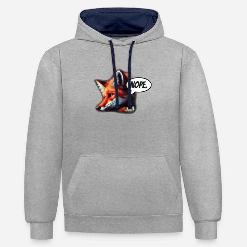 Renard Nope - Sweat à capuche contrasté - gris chiné/bleu marine