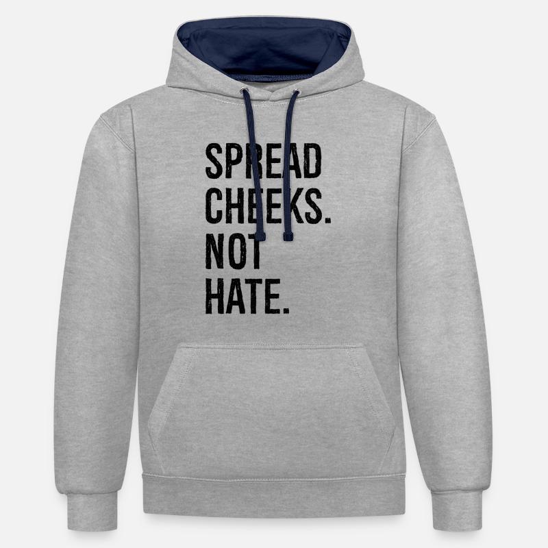 spread cheeks not hate - Sweat à capuche contrasté - gris chiné/bleu marine