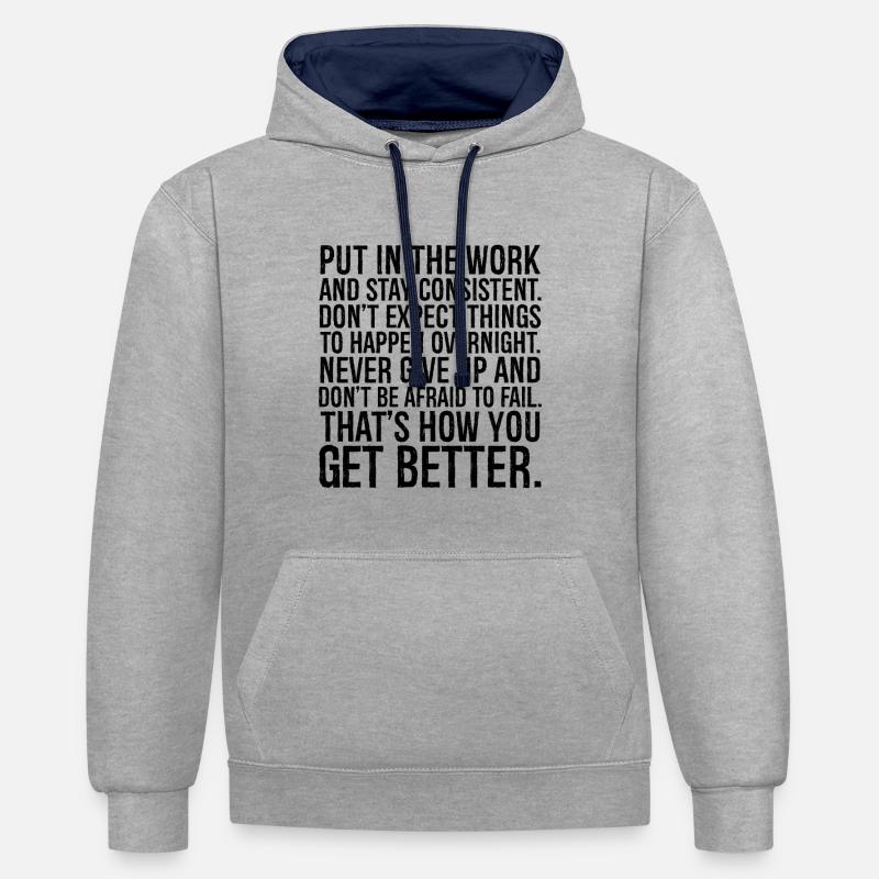 Mettez-vous au travail et restez cohérent - Sweat à capuche contrasté - gris chiné/bleu marine