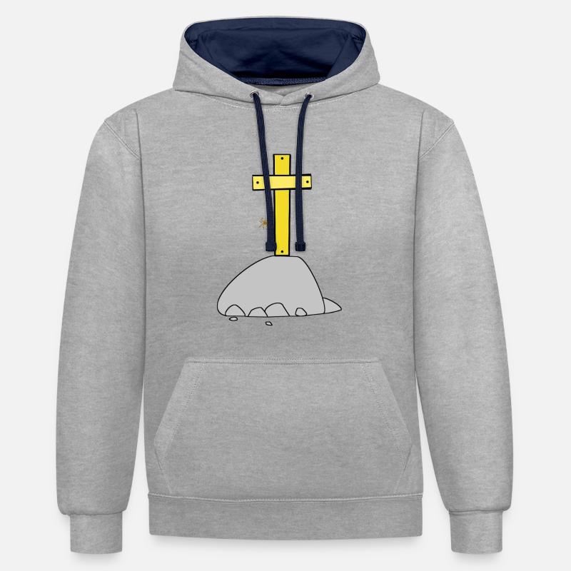 Halloween Croix Croix Araignée - Sweat à capuche contrasté - gris chiné/bleu marine