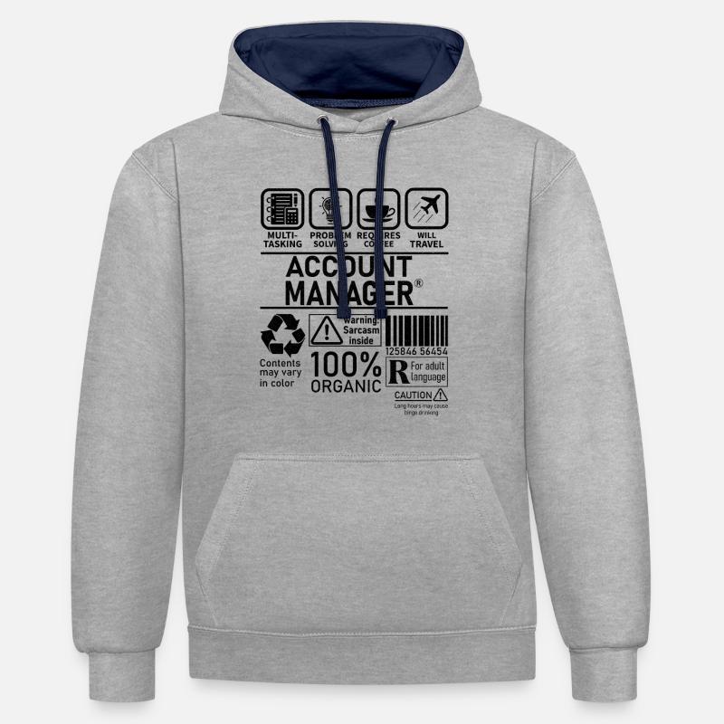 account manager multi tasking problem solving - Kontrast-Hoodie - Grau meliert/Navy