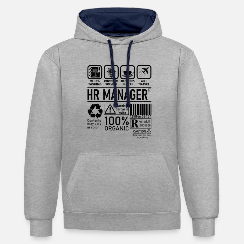 Responsable RH résolution de problèmes multitâches - Sweat à capuche contrasté - gris chiné/bleu marine