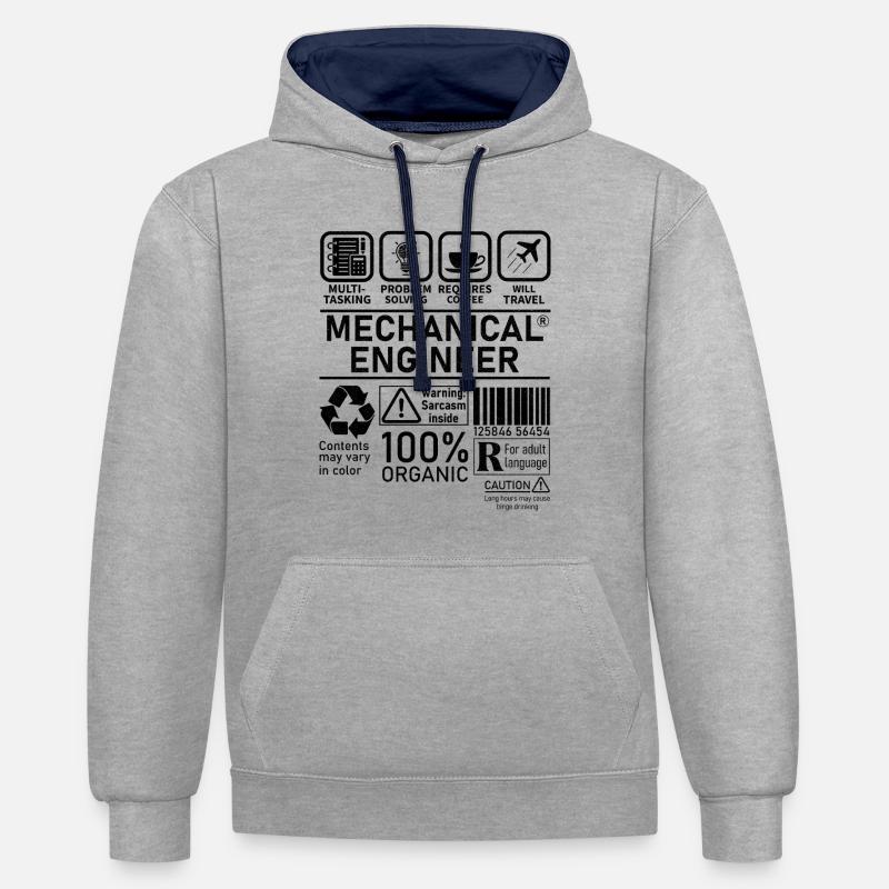 Mechanical Engineer multi tasking problem solving - Contrast hoodie - heather grey/navy