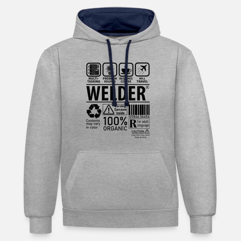 Welder multi tasking problem solving requires - Kontrast-Hoodie - Grau meliert/Navy