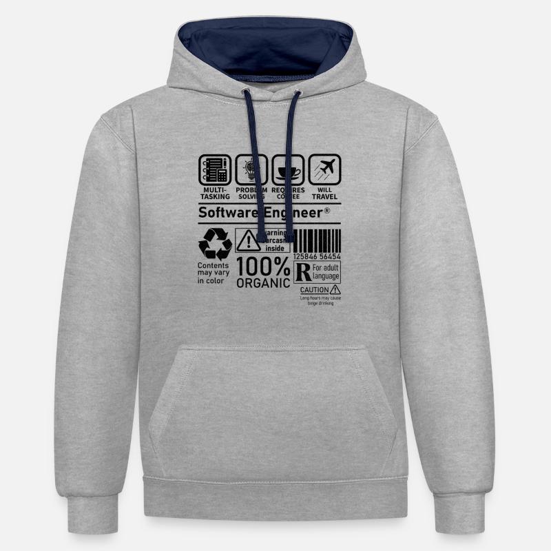 software engineer multi tasking problem solving - Kontrast-Hoodie - Grau meliert/Navy