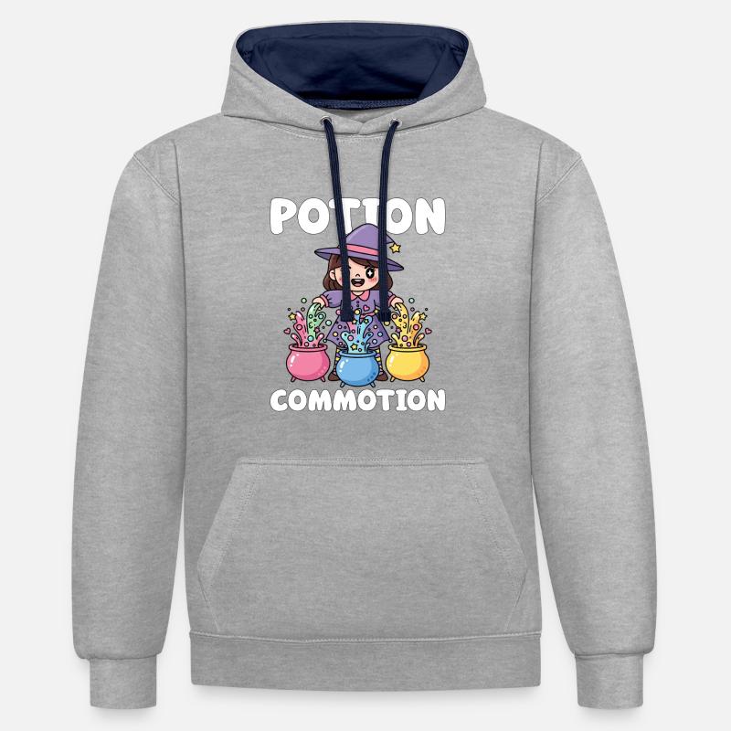 POTION COMMOTION - SORCIÈRE HALLOWEEN - Sweat à capuche contrasté - gris chiné/bleu marine