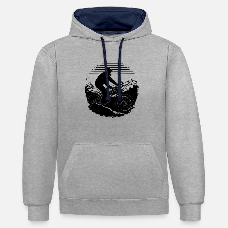 Vtt - Sweat à capuche contrasté - gris chiné/bleu marine