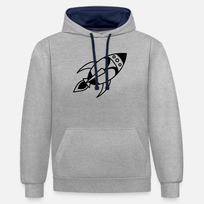 Retro Space Rocket – Space Spaceship Design - Contrast hoodie - heather grey/navy