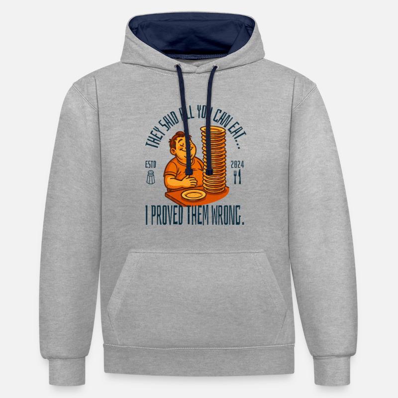 Tout ce que vous pouvez manger - Sweat à capuche contrasté - gris chiné/bleu marine