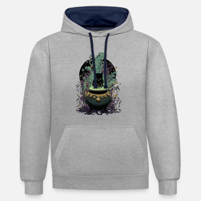 Potion Master Chat Conception Magique - Sweat à capuche contrasté - gris chiné/bleu marine