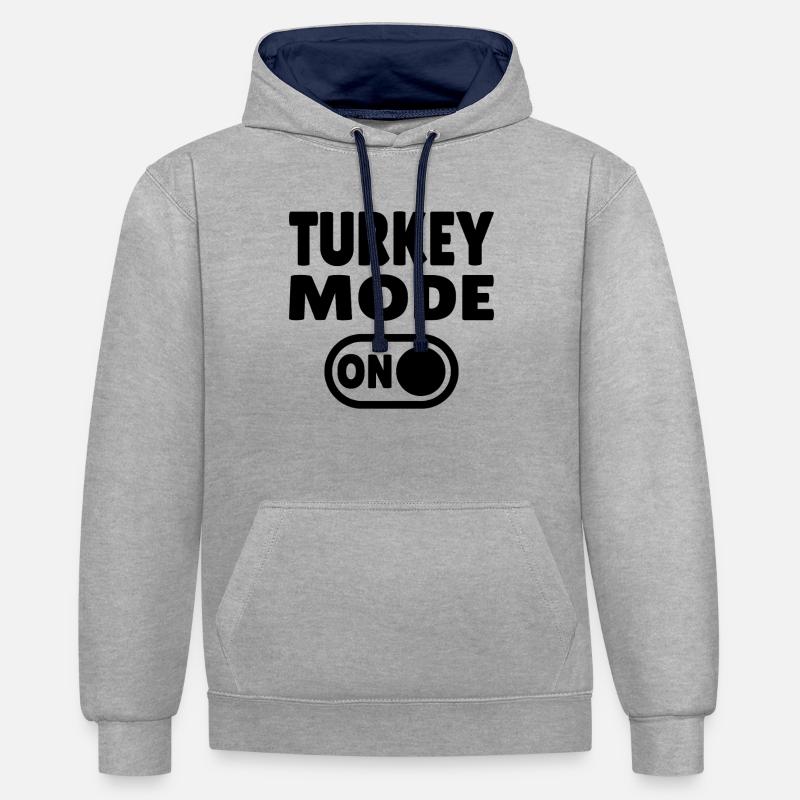 Mode dinde activé - Sweat à capuche contrasté - gris chiné/bleu marine