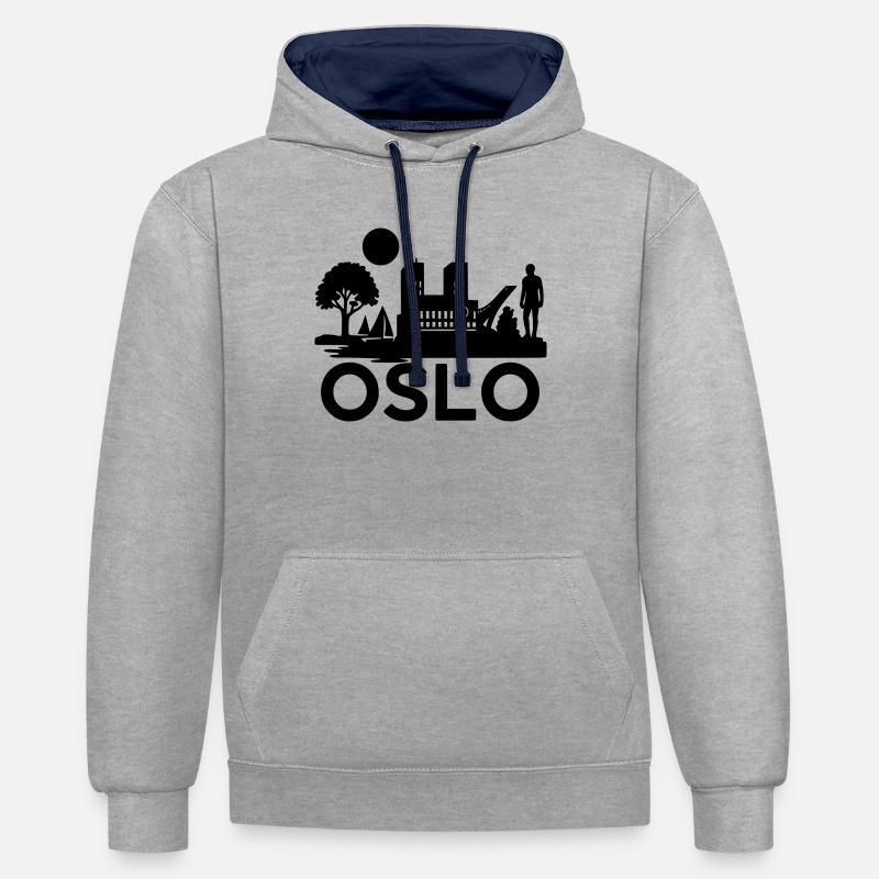 Oslo Silhouette Monuments - Sweat à capuche contrasté - gris chiné/bleu marine
