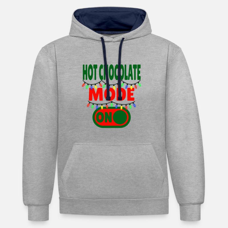 Mode chocolat chaud activé - Sweat à capuche contrasté - gris chiné/bleu marine