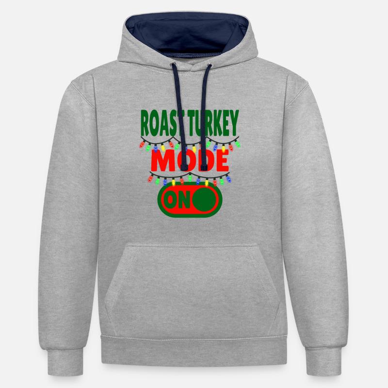Roast Turkey Mode ON - Contrast hoodie - heather grey/navy