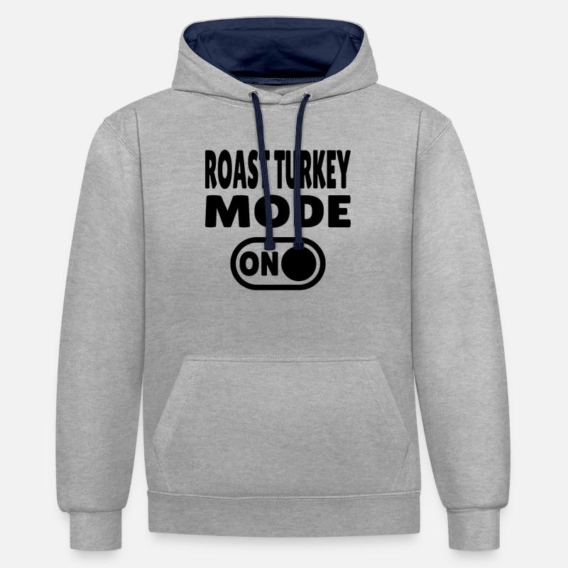 Mode dinde rôtie activé - Sweat à capuche contrasté - gris chiné/bleu marine