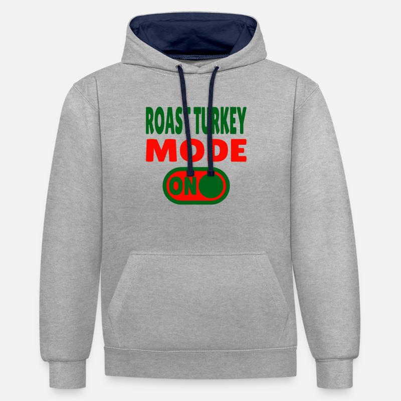 Mode dinde rôtie activé - Sweat à capuche contrasté - gris chiné/bleu marine