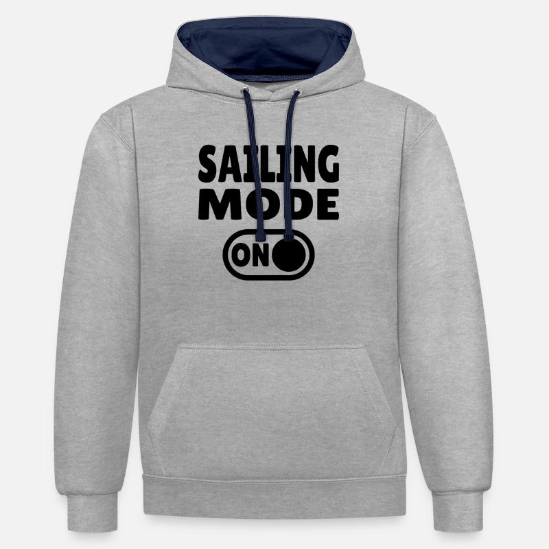 Mode Navigation Activé - Navigation Active - Sweat à capuche contrasté - gris chiné/bleu marine