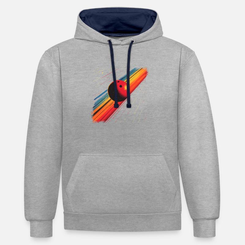 Boule de bowling des années 90 - Sweat à capuche contrasté - gris chiné/bleu marine