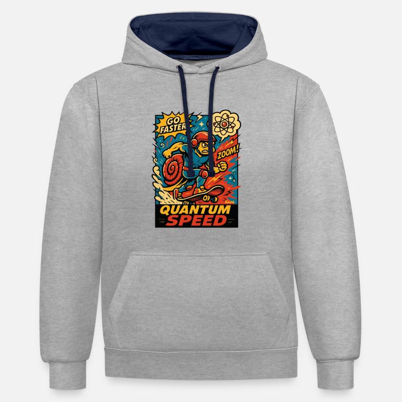 Quantum Speed Turtle Skateboard - Sweat à capuche contrasté - gris chiné/bleu marine
